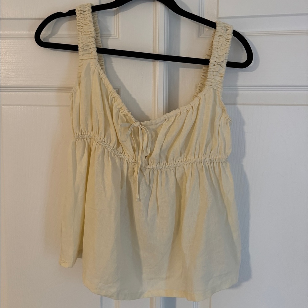 WeWoreWhat NWT Linen Blend Antique White Tie Front‎ Cami Top